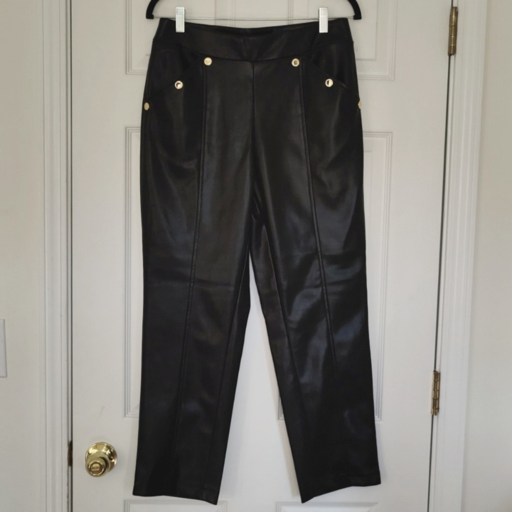 Marc New York Faux Leather Pull On Straight Leg Pants